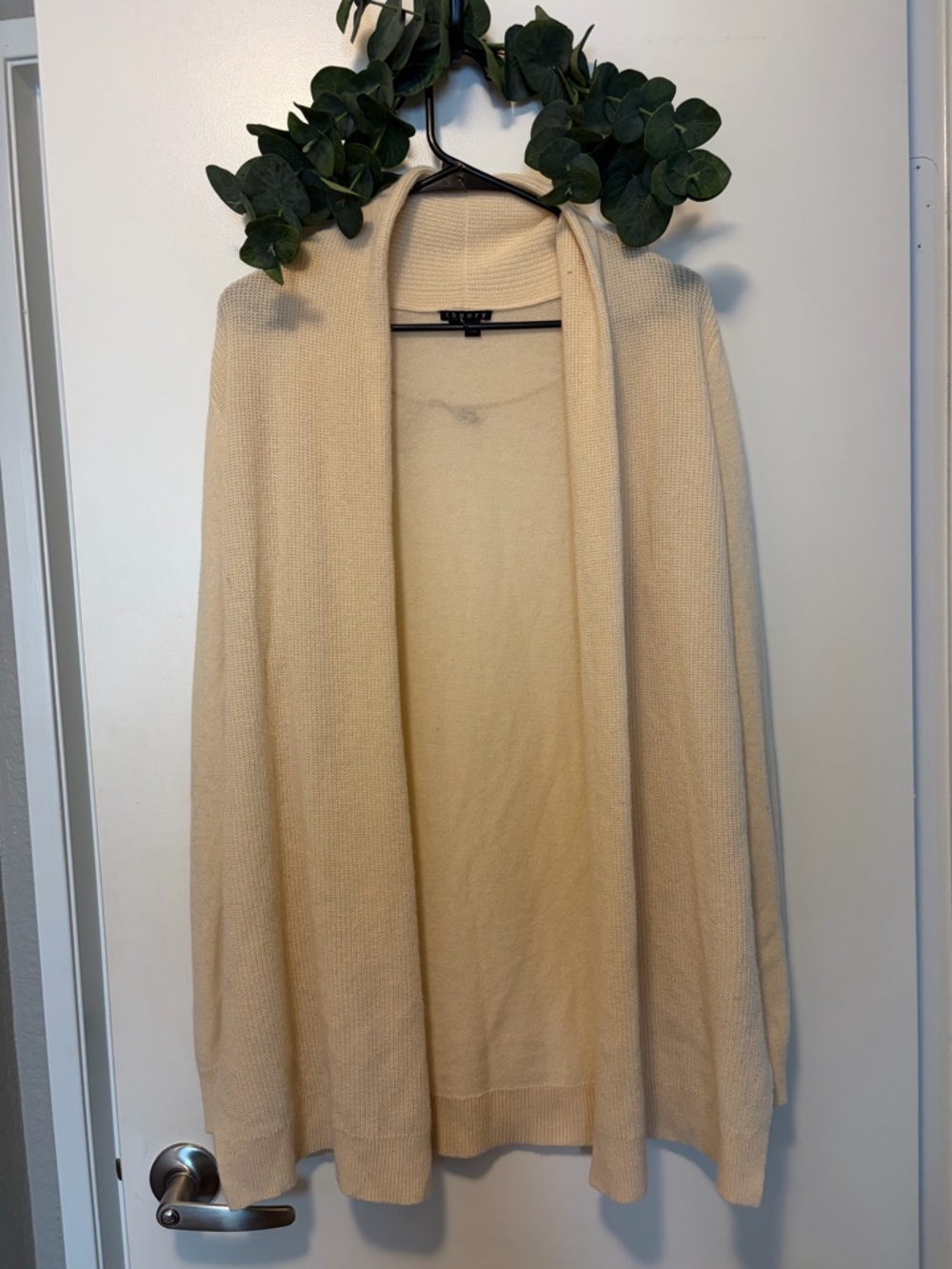 Theory 100% Cashmere Cream Open-Front Women’s Cardigan